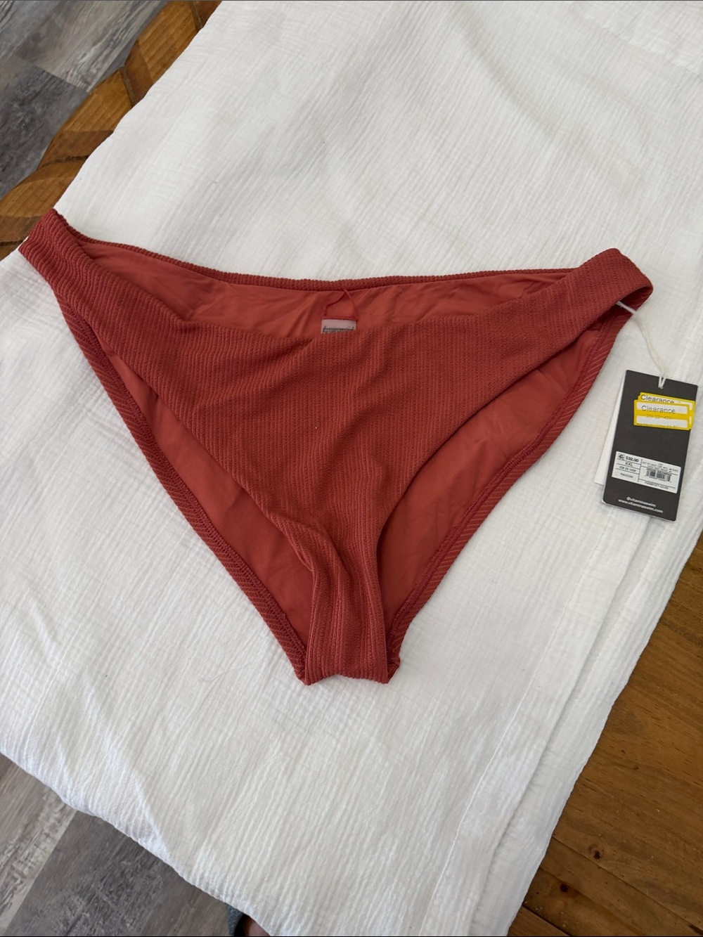 Vitamin A Rust Red Textured Bikini Bottoms
